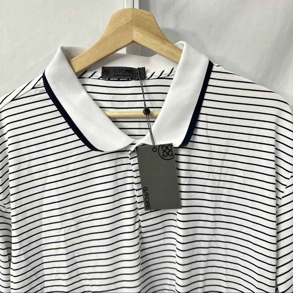 G/Fore Short Sleeve Golf Polo Shirt Mens 2XL‎ XXLarge White Stripe $110